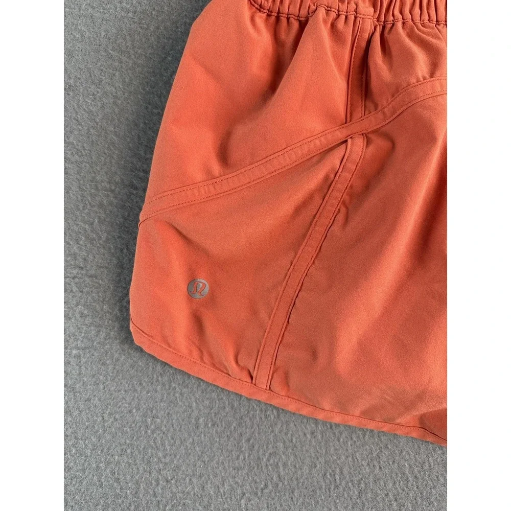 Lululemon Shorts Womens 4 Orange Running 2.5 Inseam Elastic Waist Pocket Light